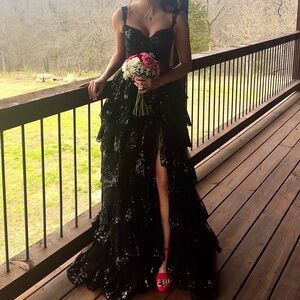 Glamorous Black Sequin Prom Dress